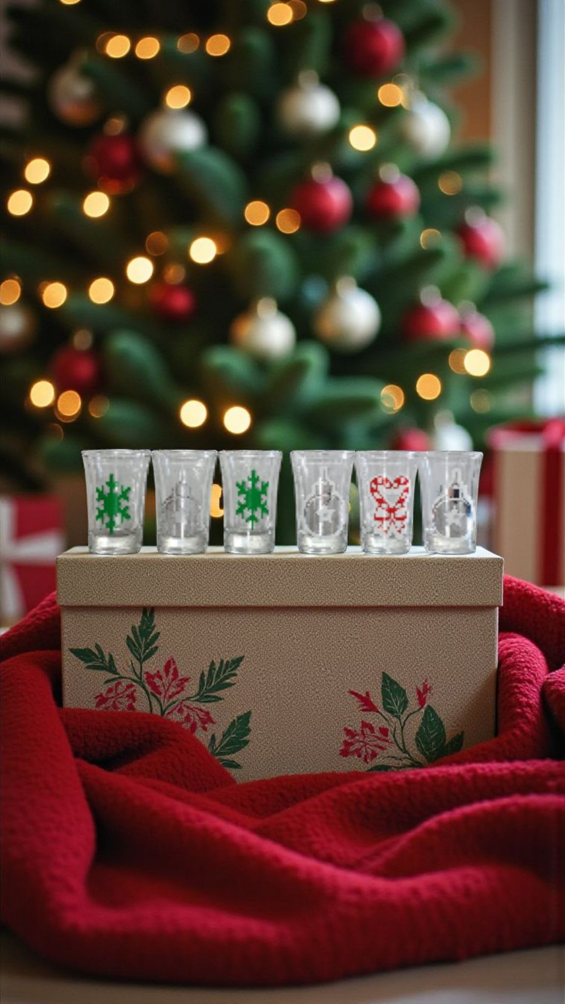 Set of 6 Christmas Theme Shot Glasses