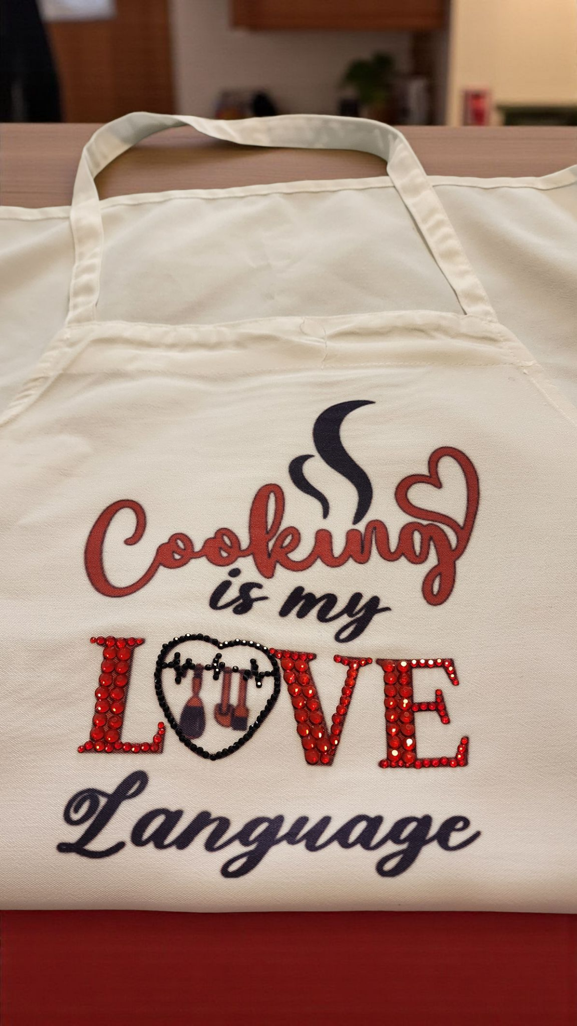 "Cooking is my LOVE Language" with Rhinestones Apron