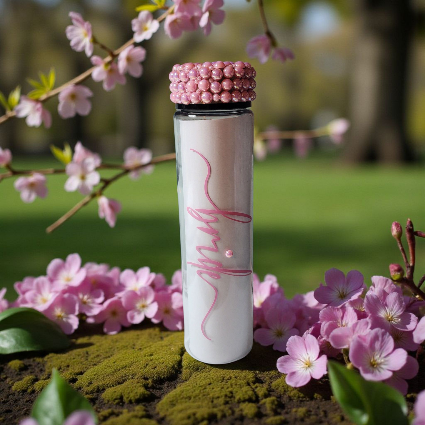 "bride" design with pink pearls