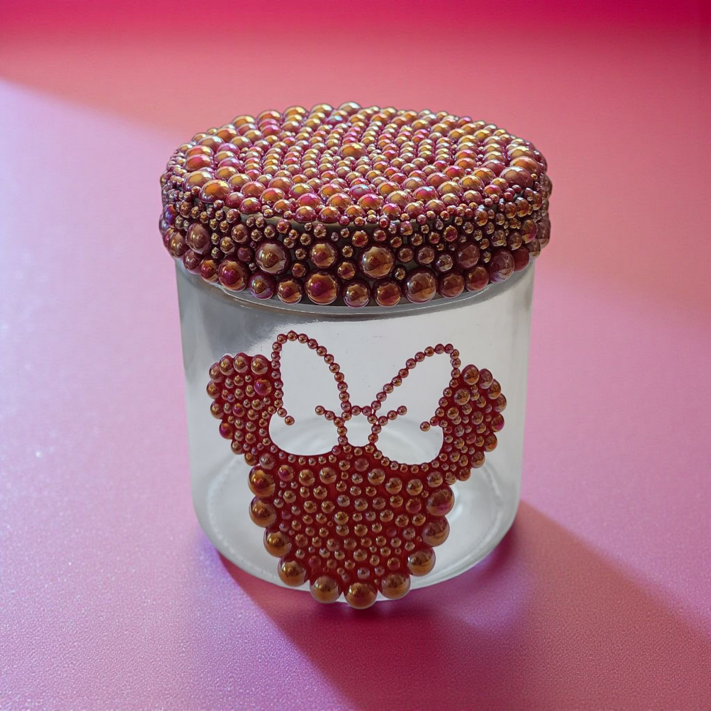Pearl Rhinestone Mouse and Lid Jar