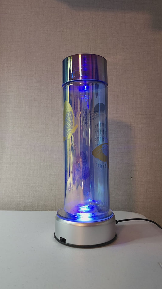 Blue Water Bottle with Gold Butterflies