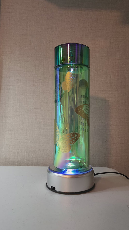 Green Water Bottle with Gold Butterflies