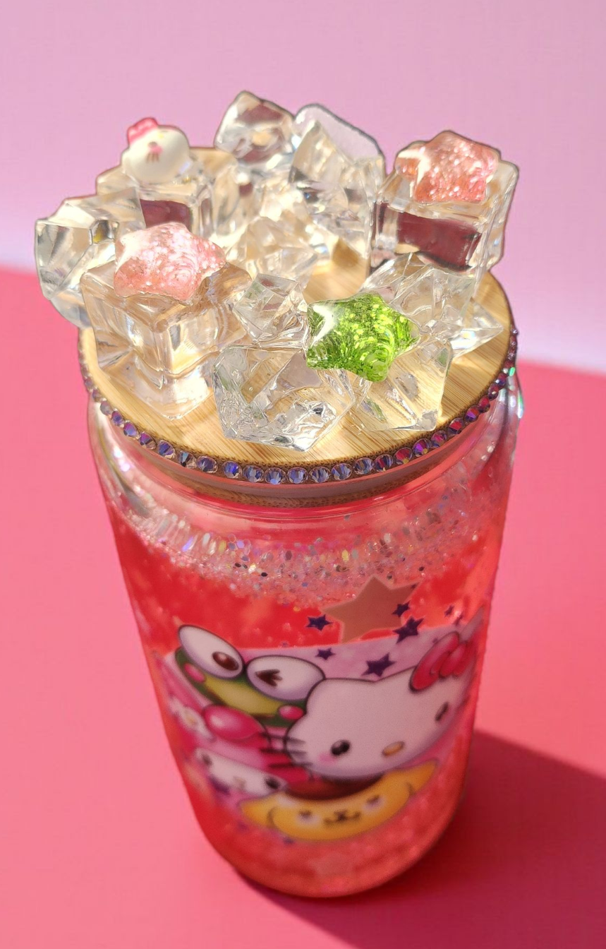 Kitty Glass Snowglobe Can Tumbler