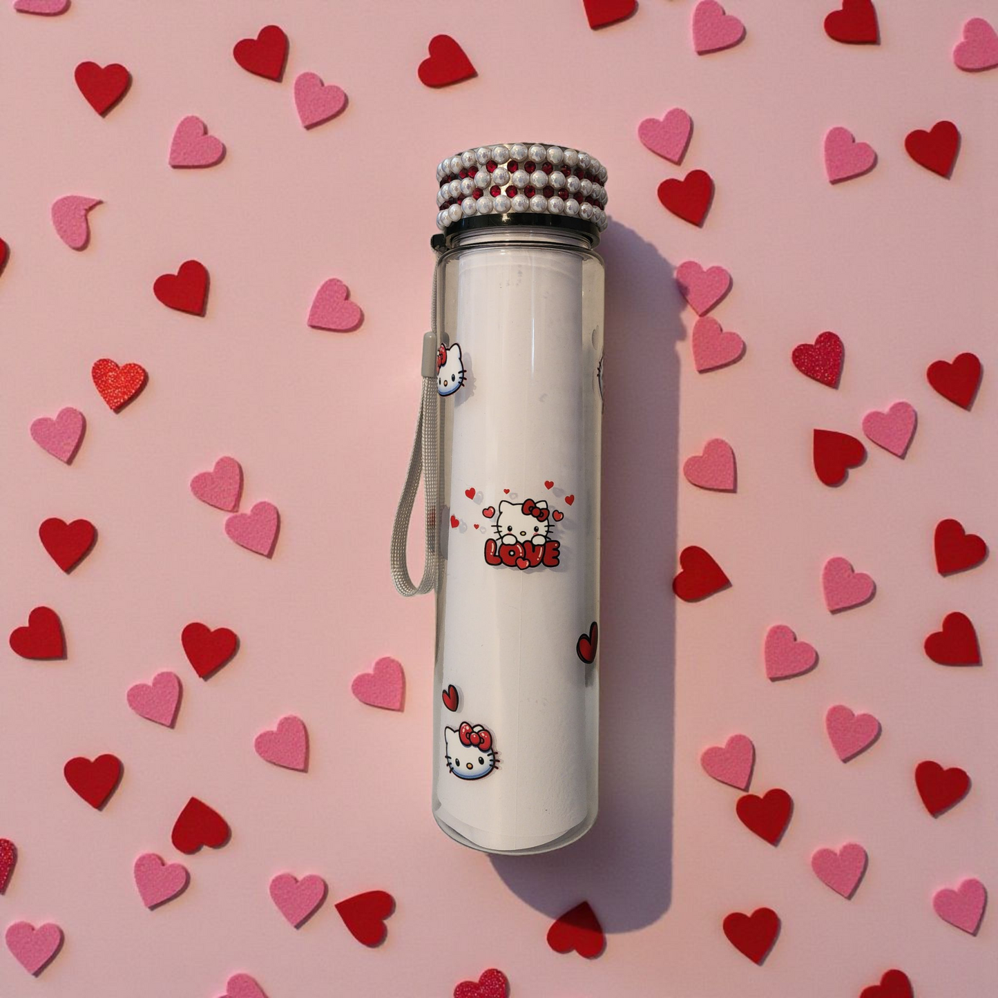 Kitty Love with Hearts Water Bottle