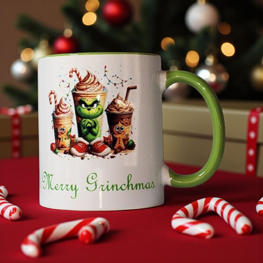 "Merry Grinchmas" with Character Latte Theme 11 oz Mug