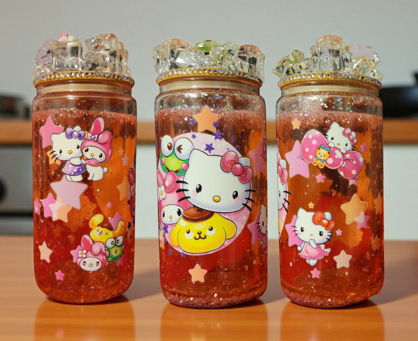 Kitty Glass Snowglobe Can Tumbler