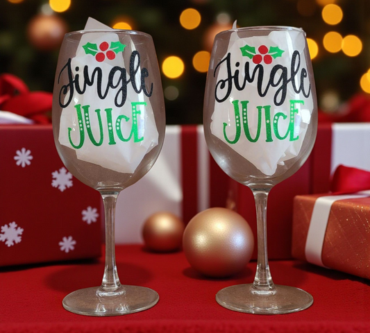 "Jingle Juice" Wine Glass Set