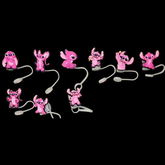 Pink Alien Cartoon Character Straw Topper