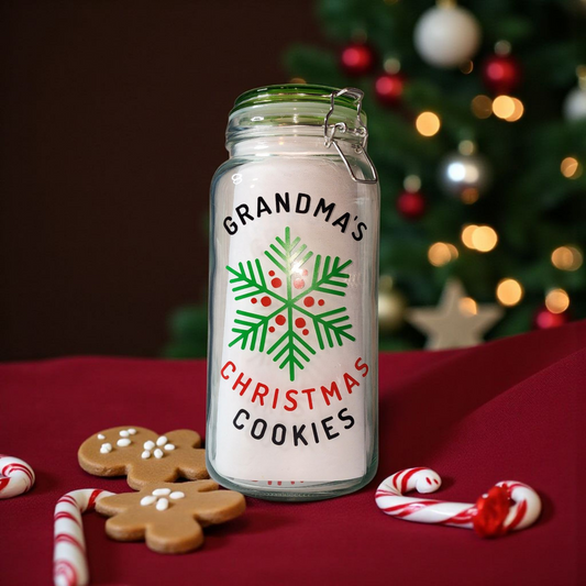 "Grandma’s Christmas Cookies" Jar with Green Lid