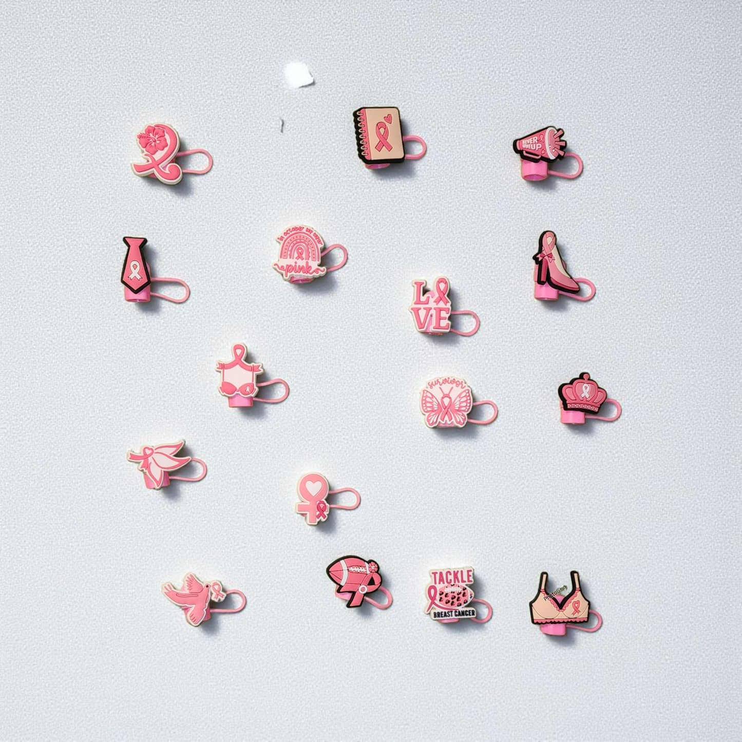 Breast Cancer Theme Straw Topper