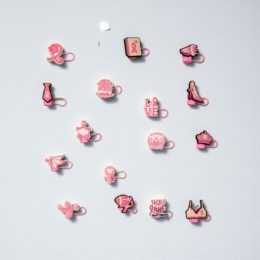 Breast Cancer Theme Straw Topper