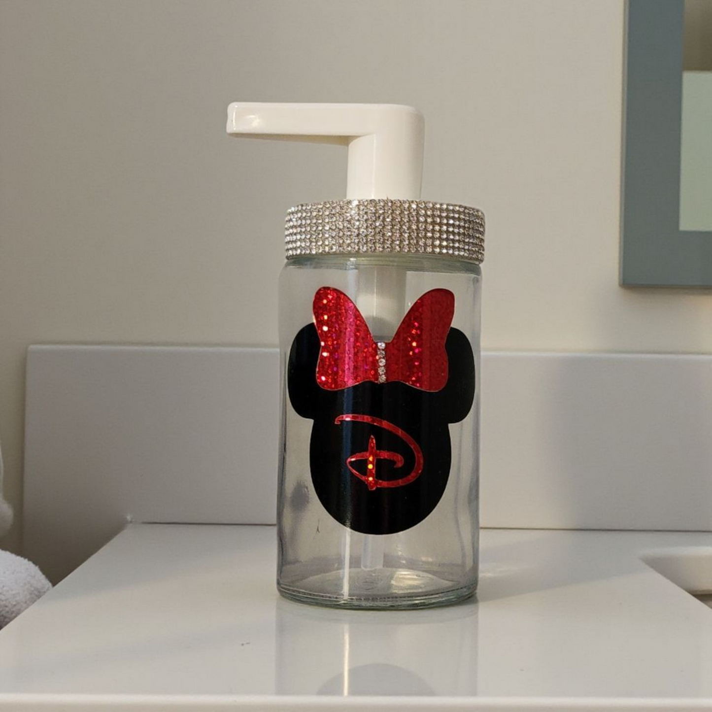 Mouse Face with Rhinestone Trim Lid