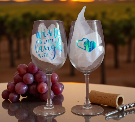 "Wine A Little, Laugh A Little" Wine Glass Set