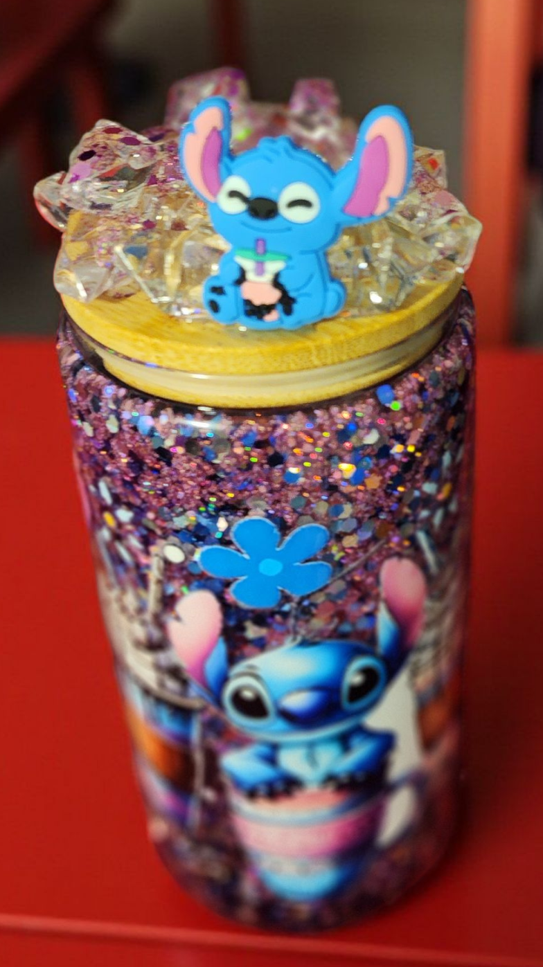 St**ch Theme Glass Snowglobe Can Tumbler