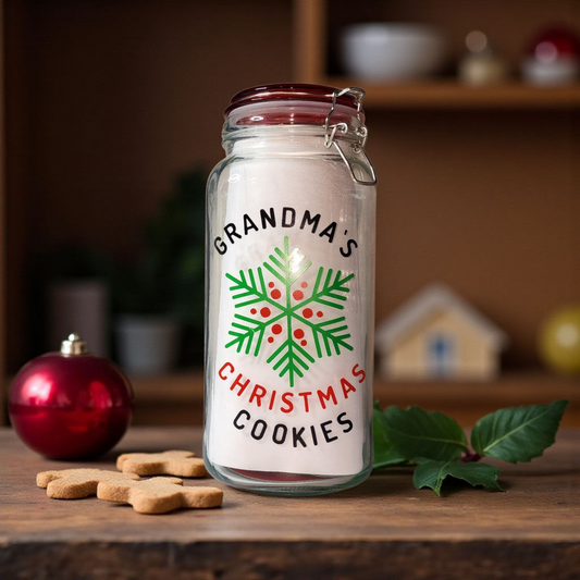 "Grandma’s Christmas Cookies" Jar with Red Lid