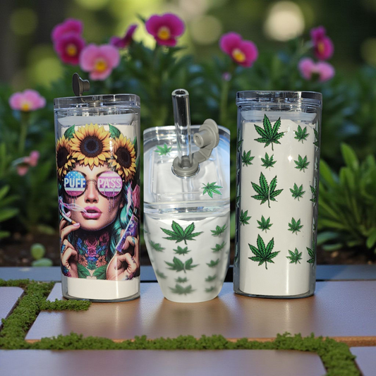 Puff Pass Cannibis Woman with Leaves