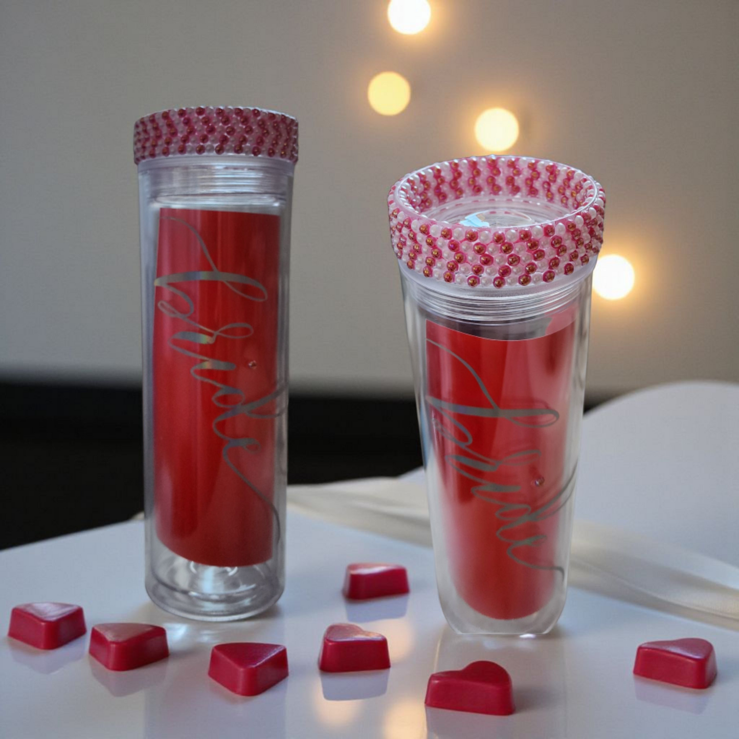 "bride" with pink and white pearls lid