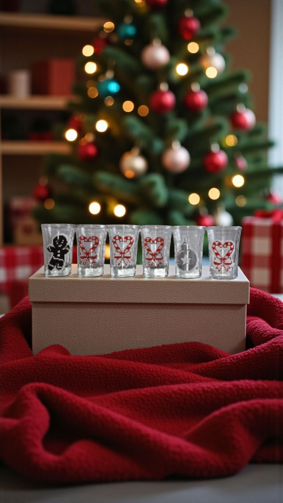 Set of 6 Christmas Theme Shot Glasses