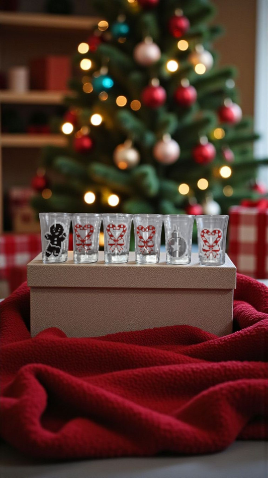 Set of 6 Christmas Theme Shot Glasses